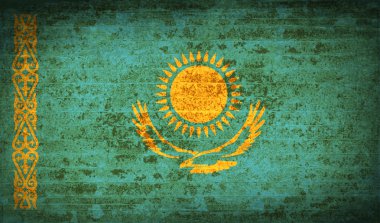 Kazakistan kirli kağıt dokusu ile işaretler. Vektör