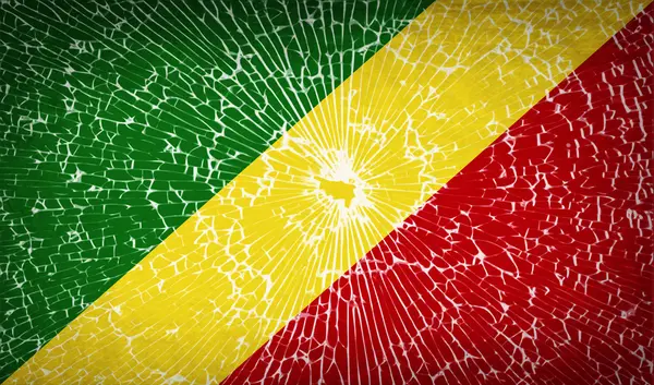 Flaggen Kongo Republik mit Glasscherben Textur. Vektor — Stockvektor