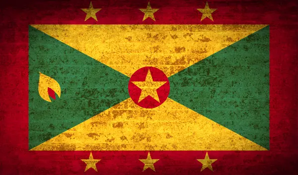 Bandiere Grenada con texture di carta sporca. Vettore — Vettoriale Stock