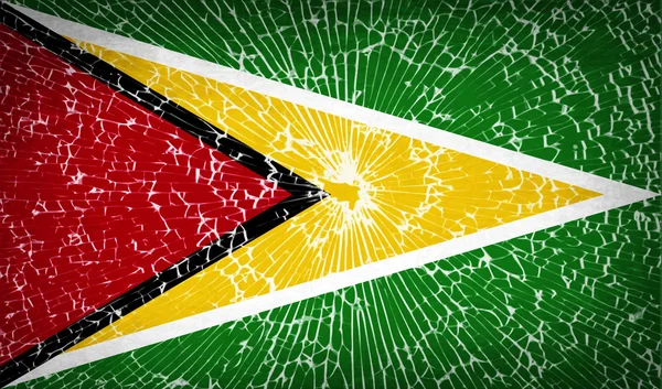 Flags Guyana with broken glass texture. Vector — Stock Vector