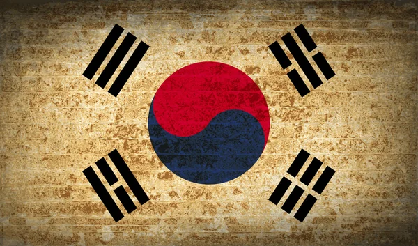 Banderas Corea del Sur con textura de papel sucio. Vector — Archivo Imágenes Vectoriales