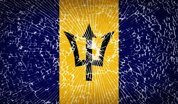 Banderas Barbados con textura de vidrio roto. Vector — Archivo Imágenes Vectoriales
