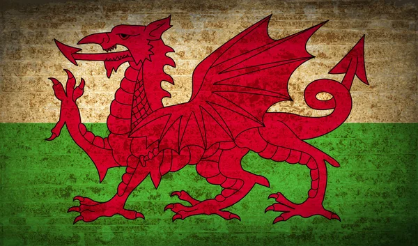 Vlaggen Wales met vuile papier textuur. Vector — Stockvector