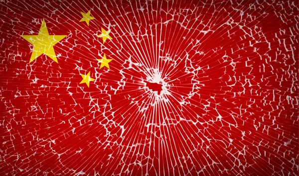 Флаги Китая с разбитой стеклянной текстурой. Вектор — стоковый вектор
