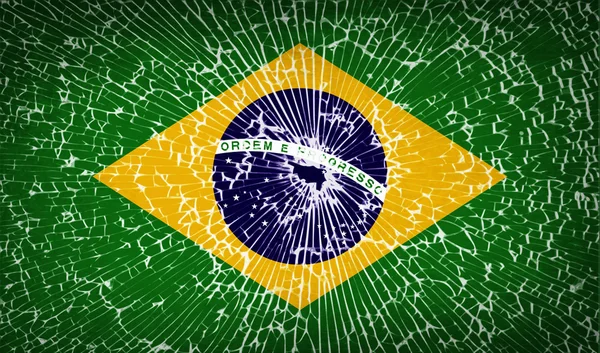 Bandeiras Brasil com textura de vidro quebrado. Vetor —  Vetores de Stock