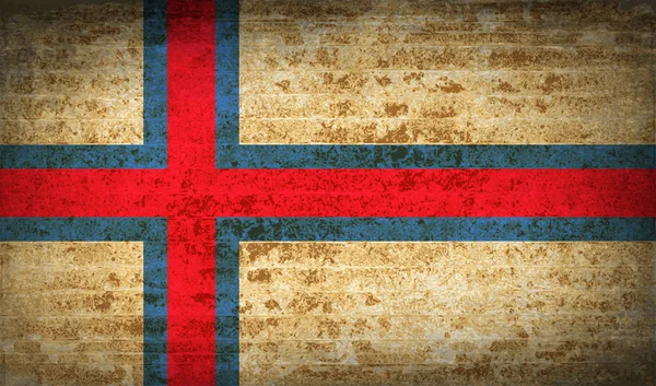 Vlaggen Faeröer met vuile papier textuur. Vector — Stockvector