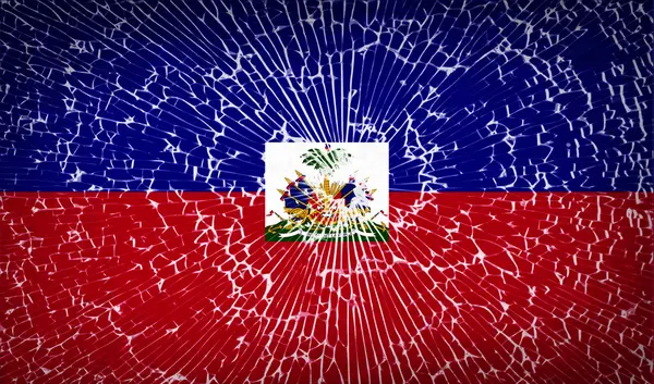Banderas Haití con textura de vidrio roto. Vector — Vector de stock