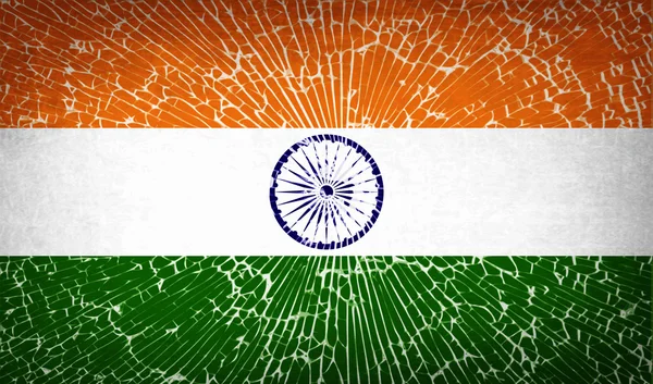 Σημαίες Ινδία με υφή του σπασμένου γυαλιού. Διάνυσμα — Διανυσματικό Αρχείο