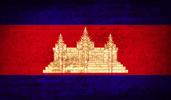 Drapeaux Cambodge avec texture de papier sale. Vecteur — Image vectorielle