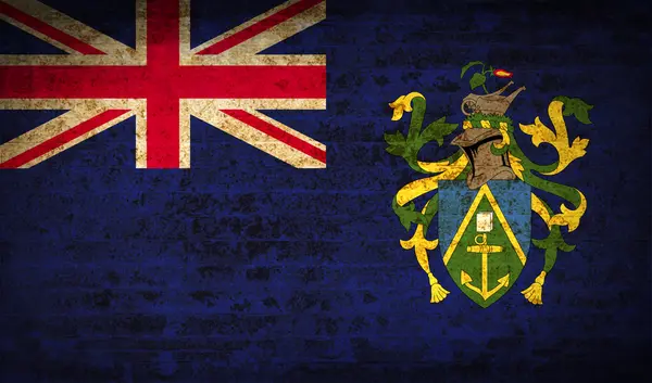 Bandeiras Ilhas Pitcairn com textura de papel sujo. Vetor — Vetor de Stock