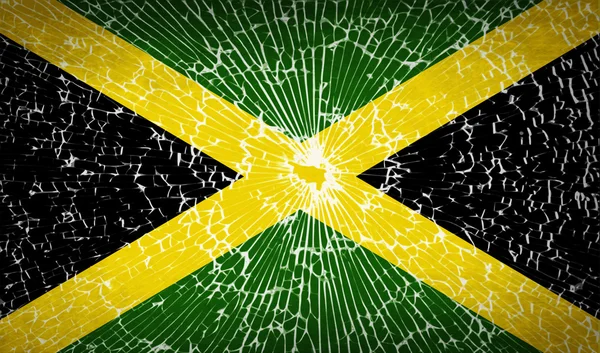 Bandiere Giamaica con texture in vetro rotto. Vettore — Vettoriale Stock