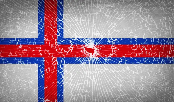 Bandiere Isole Faroe con texture in vetro rotto. Vettore — Vettoriale Stock