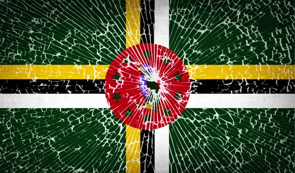 Bandiere Dominica con texture in vetro rotto. Vettore — Vettoriale Stock