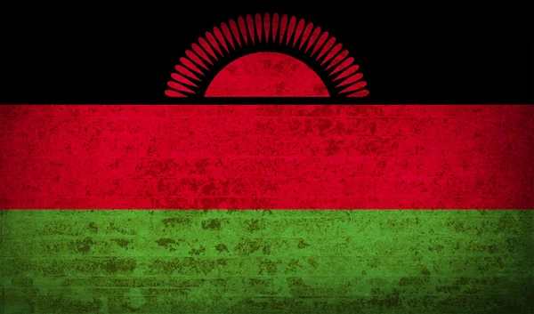 Bandeiras Malawi com textura de papel sujo. Vetor — Vetor de Stock