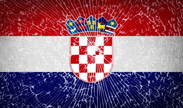 Bandeiras Croácia com textura de vidro quebrado. Vetor — Vetor de Stock