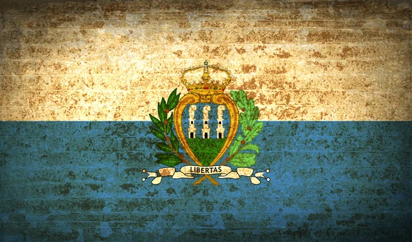 Banderas San Marino con textura de papel sucio. Vector — Archivo Imágenes Vectoriales