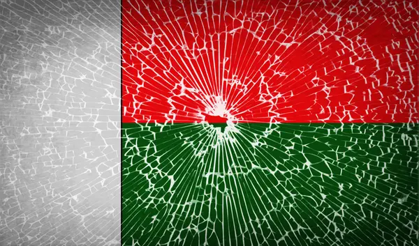 Flaggen Madagaskar mit Glasscherben Textur. Vektor — Stockvektor