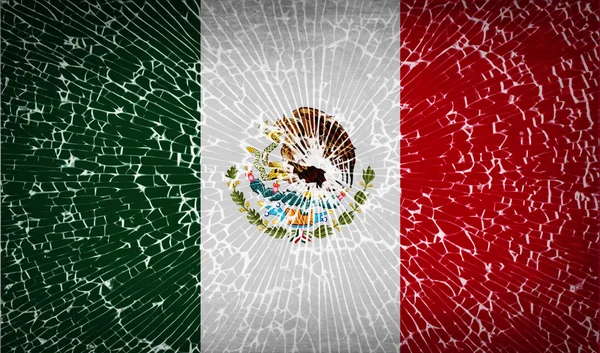 Bandeiras México com textura de vidro quebrado. Vetor — Vetor de Stock