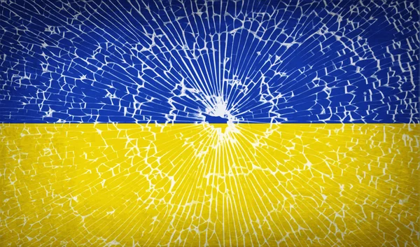 Flags Ukraine with broken glass texture. Vector — Stock Vector