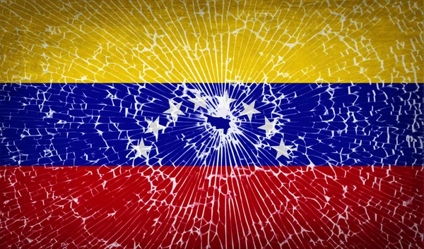 Vlaggen Venezuela met gebroken glas textuur. Vector — Stockvector