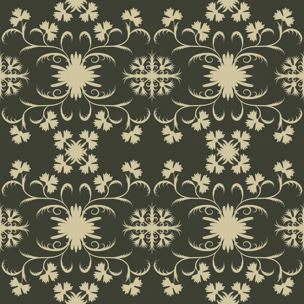 Zwart victorian damast stijl bloemmotief — Stockvector