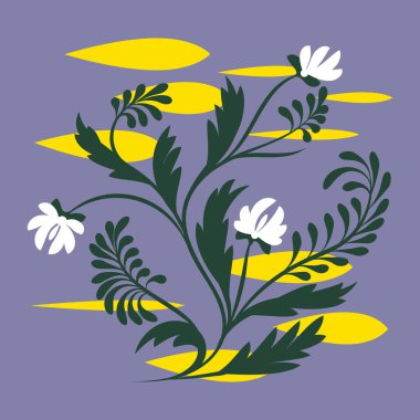 Soyut halk çiçekleri. Çiçek baskısı, poster.