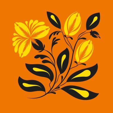 Halk çiçekli parmak izi. Soyut çiçek sanatı, poster.