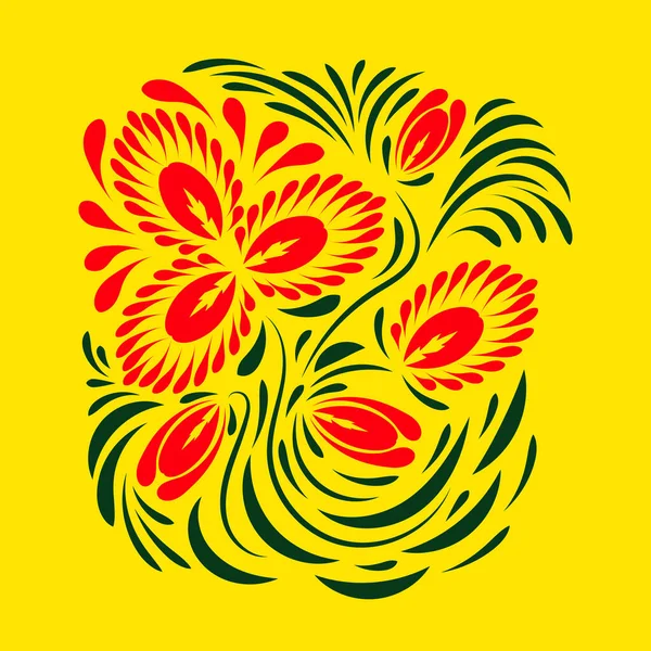 Imprimé floral folklorique. Fleurs abstraites art, affiche. — Image vectorielle