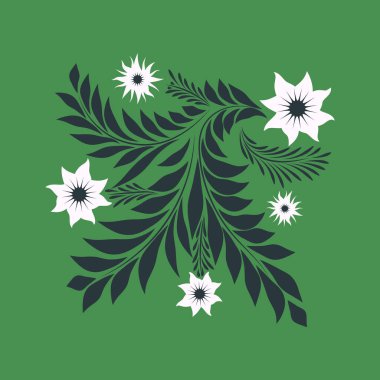 Halk çiçekli sanat baskısı. Çiçekler, soyut sanat posteri.