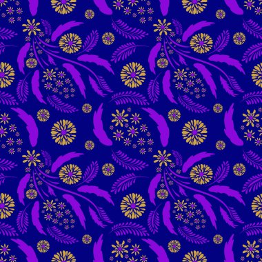 Halk çiçekleri sanat desenleri. Çiçek soyut yüzey tasarımı. Kusursuz desen.