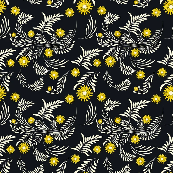 Folk bloem kunst patroon Bloemen abstracte oppervlakte ontwerp Naadloos patroon — Stockvector