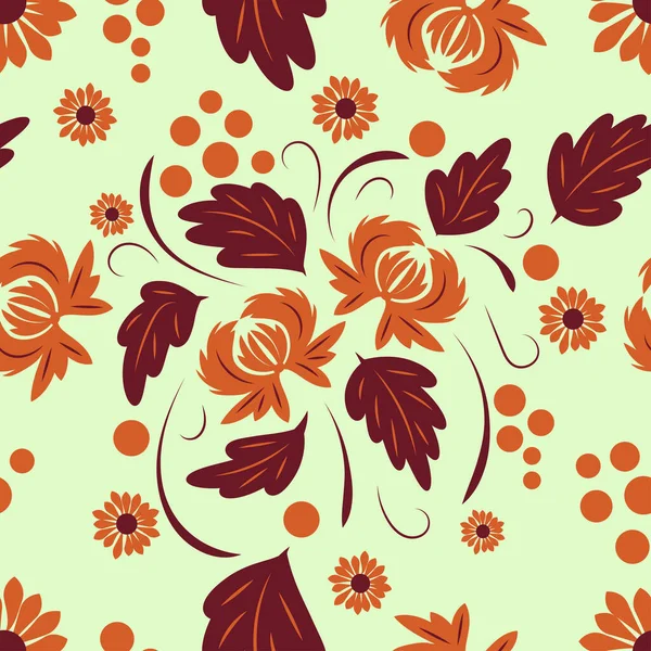 Folk flowers pattern Design de superfície floral Padrão sem costura — Vetor de Stock