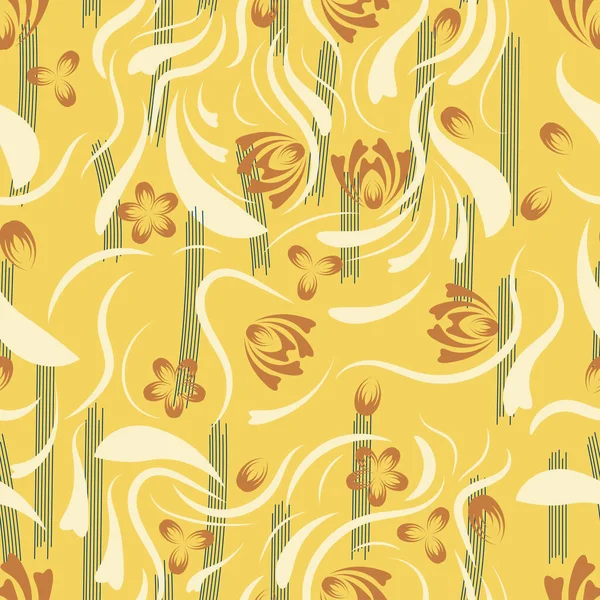 Folk Flowers Pattern Design Superfície Floral Padrão Sem Costura — Vetor de Stock