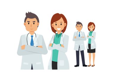 Doktor ekibi. Erkek ve kadın doktor..