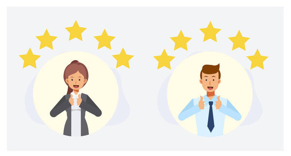 people making good sign, shows gesture cool.review rating and feedback concept.Flat vector 2D cartoon character illustration.