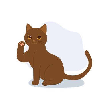 kawaii cartoon cat sitting and raising paw animal character for japanese maneki neko good luck or pet theme