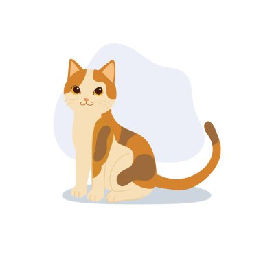 adorable cartoon cat featuring cute orange brown calico cat in minimalist flat style perfect for pet illustration and design projects