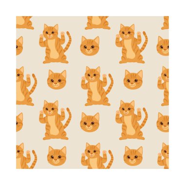 cute cartoon cat pattern featuring orange tabby kittens in cheerful poses perfect for wallpapers fabric prints and creative digital backgrounds