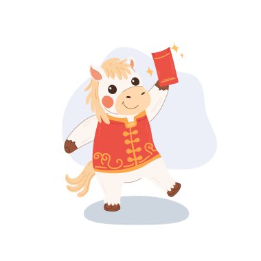 Kırmızı zarflı şirin çizgi film karakteri Çin Yeni Yılı 'nı kutluyor..