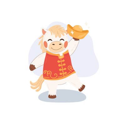 Beyaz at zenginliğin altın sembolünü taşıyor Çin Zodyak Yeni Yılı