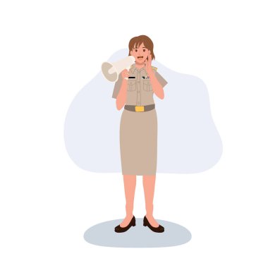 Megafonla konuşan kamu hizmeti konsepti devlet çalışanı