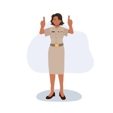 Resmi üniforma giyen devlet çalışanı kadın kamu hizmeti illüstrasyonunu onayladı