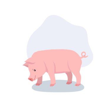 Evcil bir çiftlik hayvanını tasvir eden sevimli domuz çizimi
