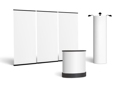 Trade show booth mock-up. Vector isolated on white background