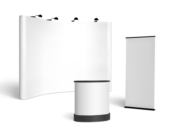 Макет выставочного стенда. Вектор изолирован на белом фоне
