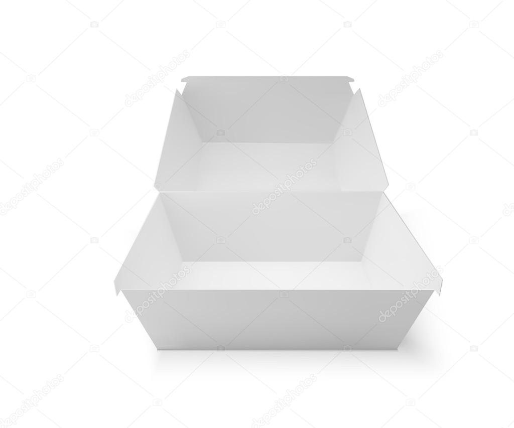 White food box, packaging for hamburger, lunch