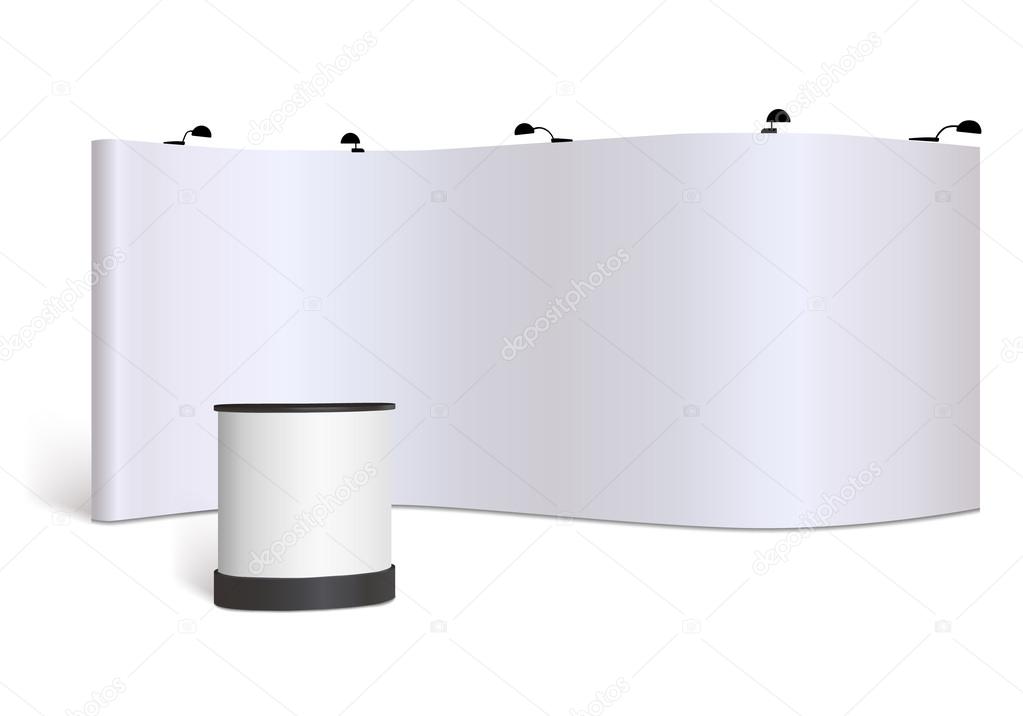 Trade show booth mock-up. Vector isolated on white background