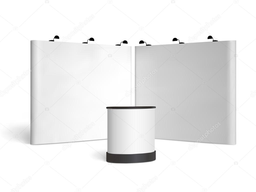 Trade show booth mock-up. Vector isolated on white background