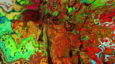 Üç boyutlu illüstrasyon. Dijital efektler. Neon parıltısı. Simetri ve yansıma. Şenlik dekorasyonu. Bulanık arkaplan.