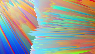 Üç boyutlu illüstrasyon. Dijital efektler. Neon parıltısı. Simetri ve yansıma. Şenlik dekorasyonu. Bulanık arkaplan.